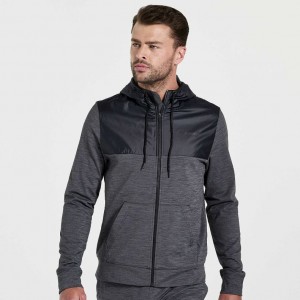 Black Men's Saucony Solstice Zip Hoodie | SINGAPORE-LANCH