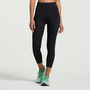 Black Women's Saucony Explorer Utility Crop Tight | SINGAPORE-EQKYS