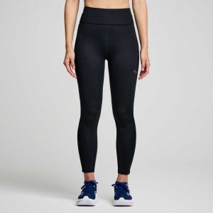 Black Women's Saucony Fortify Crop Tight | SINGAPORE-KSPYN