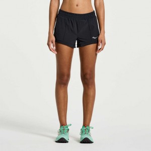 Black Women's Saucony Outpace 2.5" Split Shorts | SINGAPORE-NTRMO