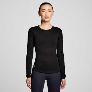 Black Women's Saucony Peregrine Merino Long Sleeve T-Shirt | SINGAPORE-OKVGE