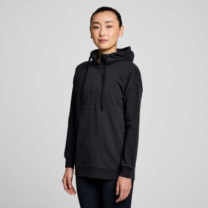 Black Women's Saucony Recovery Zip Tunic Hoodie | SINGAPORE-WNGKI