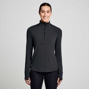 Black Women's Saucony Triumph 3D 1/2 Zip Sweatshirt | SG-OEPBQ