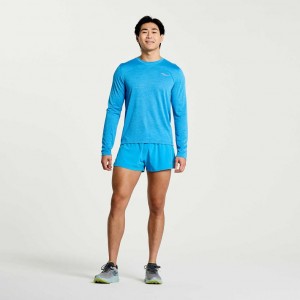 Blue Men's Saucony Stopwatch Long Sleeve T-Shirt | SG-SPCFX