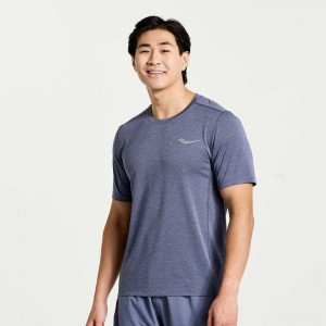 Blue Men's Saucony Stopwatch Short Sleeve T-Shirt | SG-TNSRD