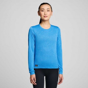 Blue Women's Saucony Stopwatch Long Sleeve T-Shirt | SG-XKSDZ