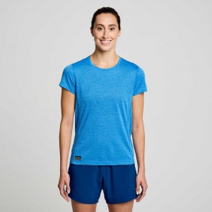 Blue Women's Saucony Stopwatch Short Sleeve T-Shirt | SG-VGDHR