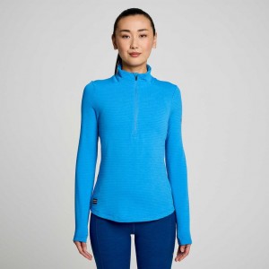 Blue Women's Saucony Triumph 3D 1/2 Zip Sweatshirt | SINGAPORE-GSNVJ