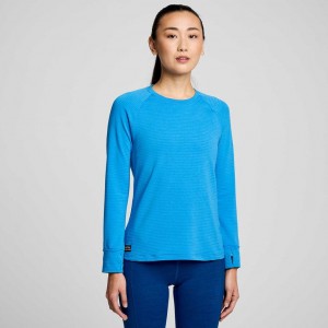 Blue Women's Saucony Triumph 3D Crew Sweatshirt | SINGAPORE-VCASX