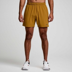 Brown Men's Saucony Outpace 5" Shorts | SG-SCQFR