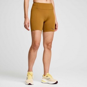 Brown Women's Saucony Fortify 6" Shorts | SG-UDGLK