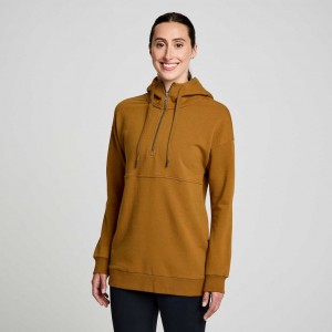 Brown Women's Saucony Recovery Zip Tunic Hoodie | SG-MTUZW