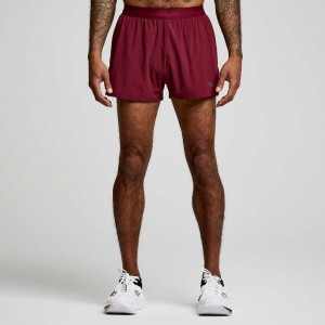 Burgundy Men's Saucony Outpace 2.5" Split Shorts | SINGAPORE-KAPEV