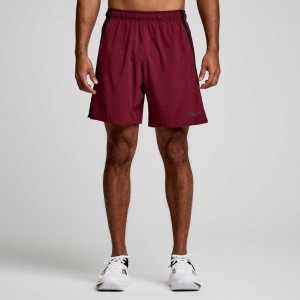 Burgundy Men's Saucony Outpace 7" Shorts | SG-LZRUD