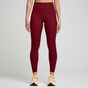 Burgundy Women's Saucony Fortify 7/8 Tight | SINGAPORE-VAOTB