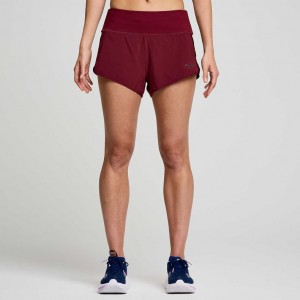 Burgundy Women's Saucony Outpace 2.5" Split Shorts | SINGAPORE-IVXJQ