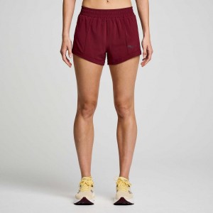 Burgundy Women's Saucony Outpace 3" Shorts | SG-KYMLW