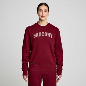 Burgundy Women's Saucony Recovery Crew Sweatshirt | SG-GSNXK