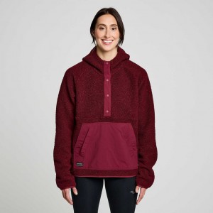 Burgundy Women's Saucony Recovery Sherpa Pullover Hoodie | SINGAPORE-JEVXT