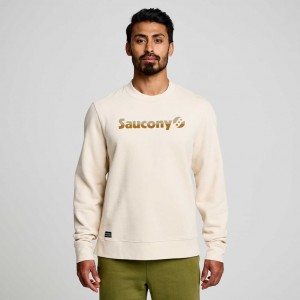 Cream Men's Saucony Recovery Crew Sweatshirt | SINGAPORE-HVFOZ