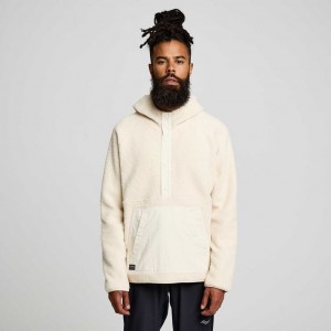 Cream Men's Saucony Recovery Sherpa Pullover Hoodie | SG-BDUIN