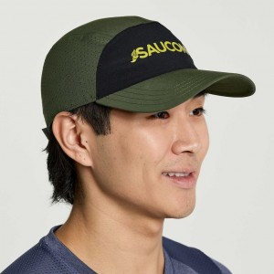 Dark Green Men's Saucony Outpace Hat | SG-BNIHW