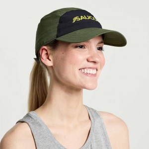 Dark Green Women's Saucony Outpace Hat | SG-FXEAQ