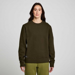 Dark Green Women's Saucony Recovery Crew Sweatshirt | SINGAPORE-VAGEP