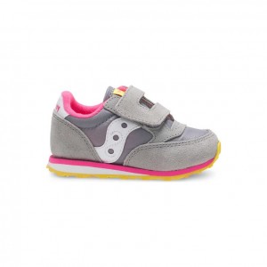 Grey Big Kids' Saucony Jazz Hook & Loop Sneakers | SINGAPORE-AQEUY