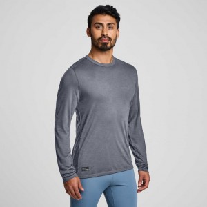 Grey Men's Saucony Peregrine Merino Long Sleeve T-Shirt | SINGAPORE-OLSDJ