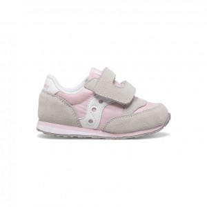 Grey / Pink Little Kids' Saucony Baby Jazz Hook & Loop Sneakers | SG-GLVOI