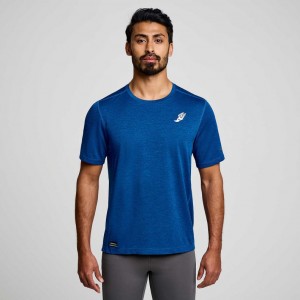 Indigo Men's Saucony Stopwatch Graphic Short Sleeve T-Shirt | SG-AHPFI