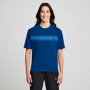 Indigo Women's Saucony Recovery Short Sleeve T-Shirt | SG-JMTKW