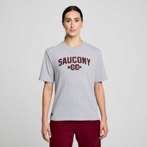 Light Grey Women's Saucony Recovery Short Sleeve T-Shirt | SINGAPORE-ALYBX