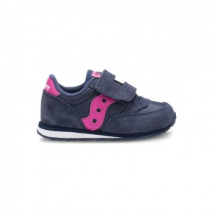 Navy Big Kids' Saucony Jazz Hook & Loop Sneakers | SINGAPORE-ELUNF