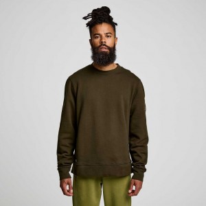 Olive Men's Saucony Recovery Crew Sweatshirt | SG-TJLMQ