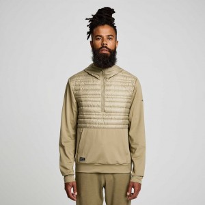 Olive Men's Saucony Solstice Oysterpuff Hoodie | SG-APICX