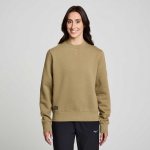 Olive Women's Saucony Recovery Crew Sweatshirt | SINGAPORE-SPQRY