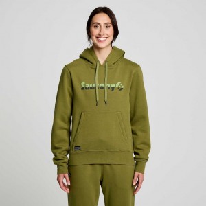 Olive Women's Saucony Recovery Hoodie | SINGAPORE-ECVJK