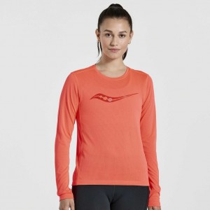 Orange Women's Saucony Stopwatch Graphic Long Sleeve T-Shirt | SINGAPORE-PTDOG