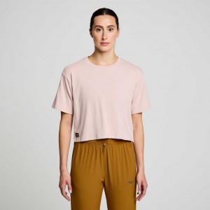 Pink Women's Saucony Recovery Boxy T-Shirt | SINGAPORE-QARHE