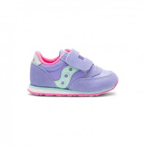 Purple Big Kids' Saucony Jazz Hook & Loop Sneakers | SG-PCRQY