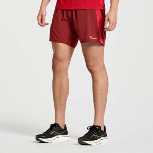 Red Men's Saucony Outpace 5" Shorts | SINGAPORE-TKZFX