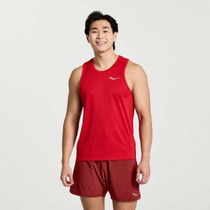 Red Men's Saucony Stopwatch Singlet | SG-SLMNA