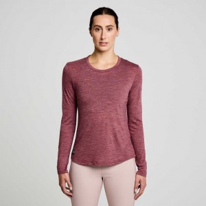 Red Women's Saucony Peregrine Merino Long Sleeve T-Shirt | SG-GZVJL