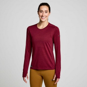 Red Women's Saucony Stopwatch Long Sleeve T-Shirt | SG-KPFAD