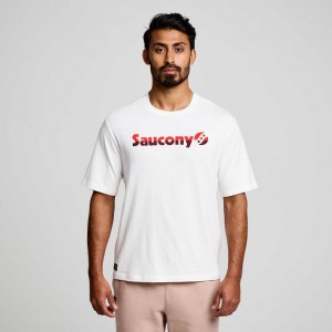 White Men's Saucony Recovery Short Sleeve T-Shirt | SG-BEKPM