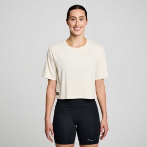 White Women's Saucony Recovery Boxy T-Shirt | SG-YXKAP