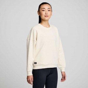 White Women's Saucony Recovery Crew Sweatshirt | SINGAPORE-LXGBH