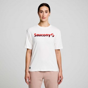 White Women's Saucony Recovery Short Sleeve T-Shirt | SG-XGOWT